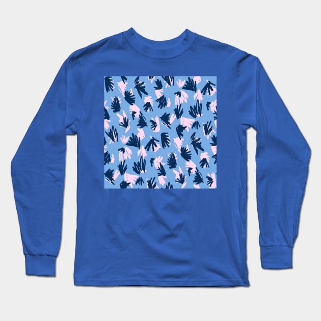 Blue Terrazzo Doodle Long Sleeve T-Shirt by Carolina Díaz